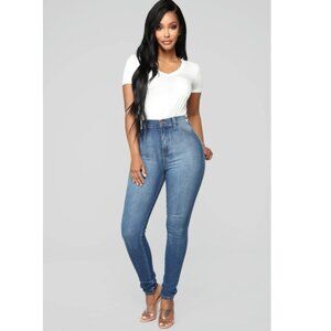 Fashion Nova Jeans 1 Luxe High Waist Skinny Medium Blue Wash